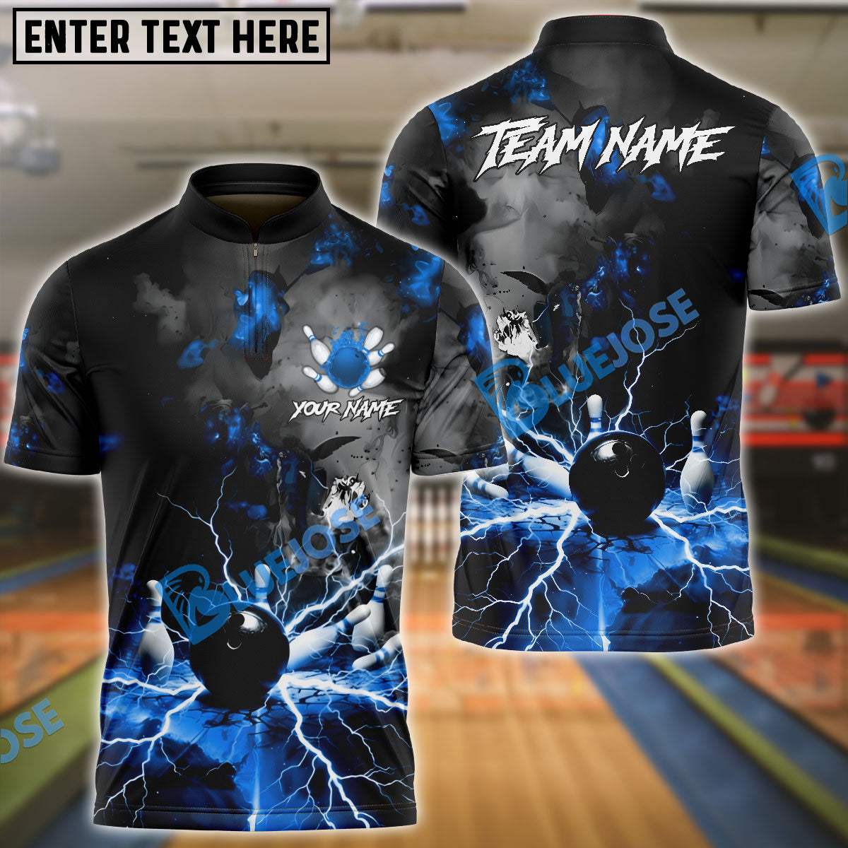 BlueJose Bowling And Pins Volcano Lava Explosion Lightning Customized Name, Team Name 3D Shirt (4 Colors)