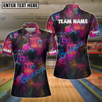 BlueJose Bowling Neon Cat Customized Name, Team Name 3D Shirt