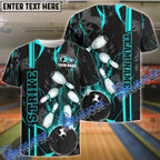 BlueJose Bowling And Pins Strike The Blood Multicolor Customized Name 3D Shirt (4 Colors)