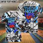 BlueJose Bowling & Pins Street Art ‚ÄúThey Not Like Us‚Äù Cartoon Customized Name, Team Name 3D Shirt (4 Colors)