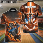 BlueJose Bowling And Pins Fantasy Knight Thunder Lightning Pattern Customized Name 3D Shirt (5 Colors)