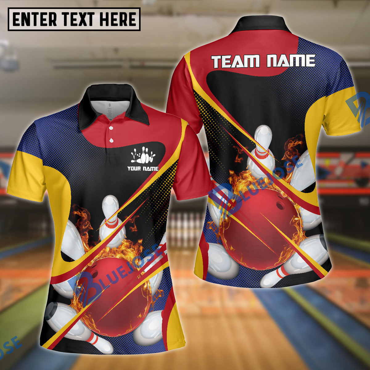 BlueJose Bowling And Pins Strong Wind Pattern Pattern Customized Name 3D Shirt