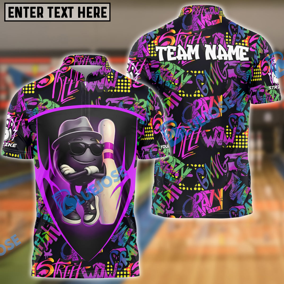 BlueJose Bowling Street Style Funny Ball Customized Name, Team Name 3D Shirt (4 Colors)