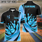 BlueJose Bowling Ball & Pins Royal Gold Strike Customized Name, Team Name 3D Shirt (4 Colors)