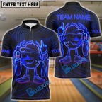 BlueJose Bowling Neon Flame Customized Name, Team Name 3D Shirt (4 Colors)