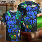 BlueJose Bowling And Pins Bear Scary Teddy Graffiti Style Customized Name, Team Name 3D Shirt (4 Colors)