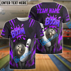 BlueJose Bowling Boom Cartoon Impact Customized Name, Team Name 3D Shirt (4 Colors)