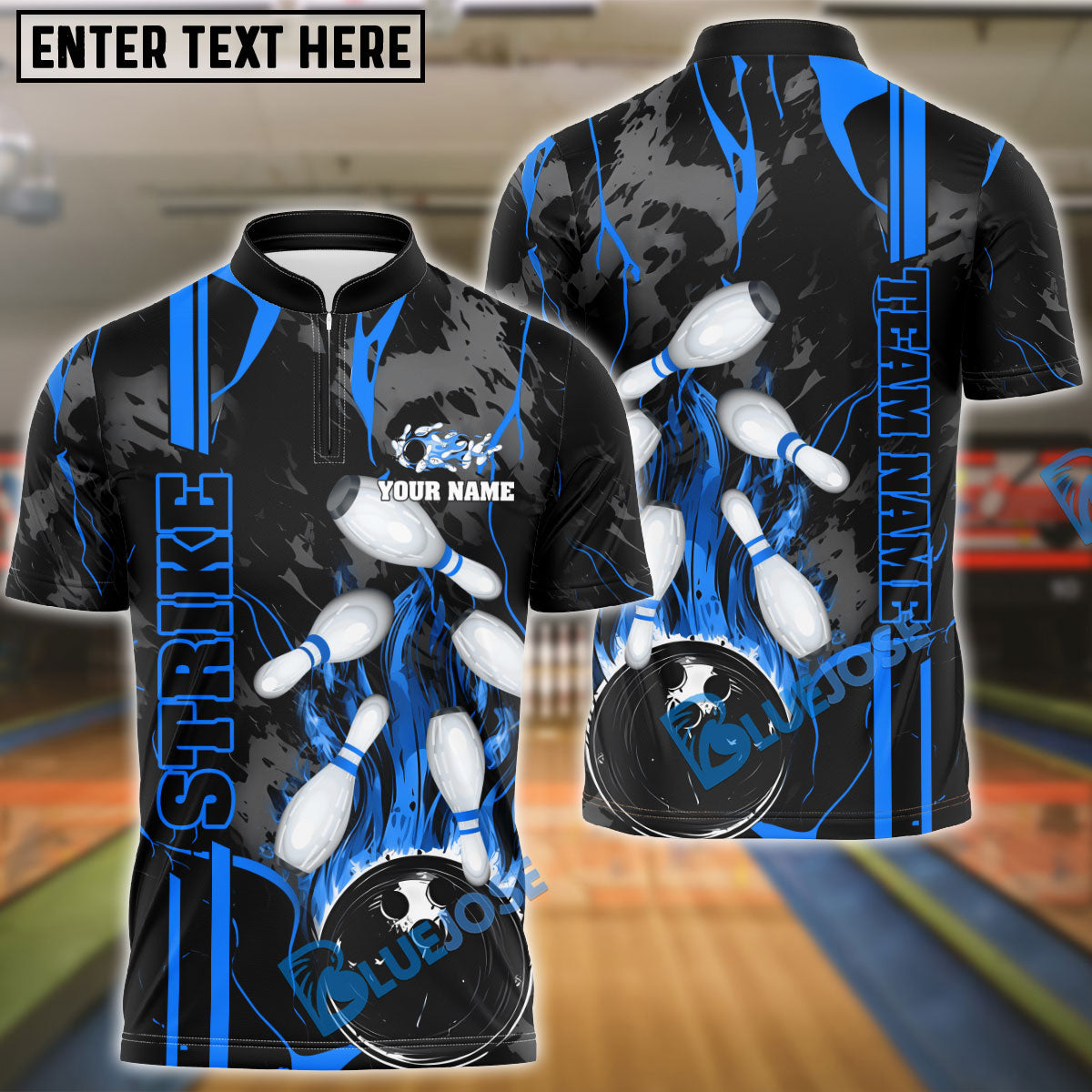 BlueJose Bowling And Pins Strike The Blood Multicolor Customized Name 3D Shirt (4 Colors)