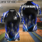 BlueJose Bowling And Pins Flame Thunder Pattern Customized Name, Team Name 3D Shirt (4 Colors)