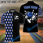 BlueJose Bowling Argyle Strikes Customized Name, Team Name 3D Shirt (4 Colors)