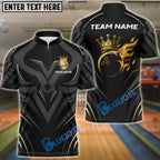 BlueJose Bowling Golden Royal Flame Customized Name, Team Name 3D Shirt (4 Colors)