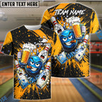 BlueJose Bowling & Pins Beer Party Funny Cartoon Customized Name, Team Name 3D Shirt (6 Colors)