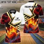 BlueJose Bowling And Pins Fire and Lightning Customized Name, Team Name 3D Shirt (4 Colors)