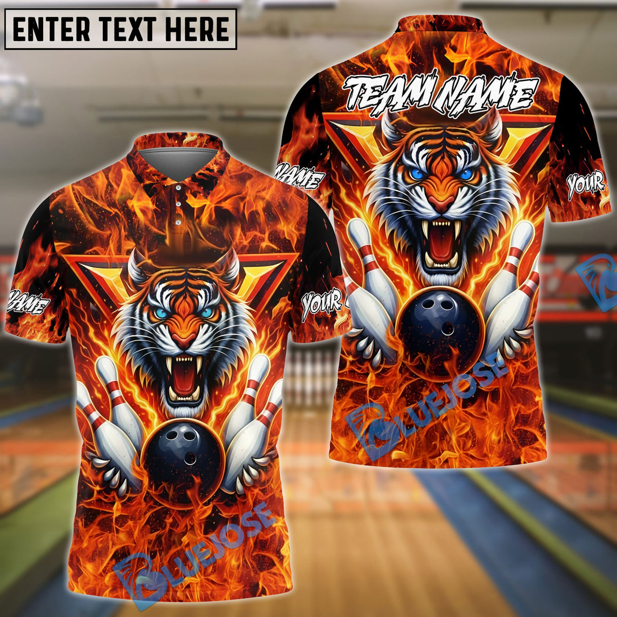BlueJose Bowling Electric Tiger Customized Name, Team Name 3D Shirt (4 Colors)