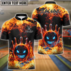 BlueJose Bowling And Pins Flaming Evil Ball Customized Name, Team Name 3D Shirt (4 Colors)