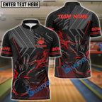 BlueJose Bowling And Pins Black Flaming Multicolor Customized Name 3D Shirt (4 Colors)