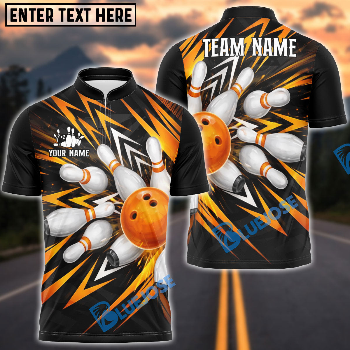 BlueJose Bowling And Pins Arrow Hat Pattern Customized Name, Team Name 3D Shirt (4 Colors)