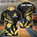 BlueJose Bowling And Pins Bling Dragon Customized Name 3D Shirt (4 Colors)