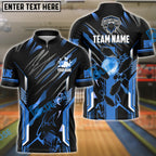 BlueJose Bowling And Pins Premium Panther Pattern Customized Name 3D Shirt (4 Colors)