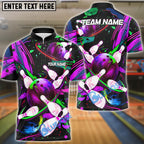 BlueJose Bowling And Pins Galaxy Customized Name, Team Name 3D Shirt (4 Colors)