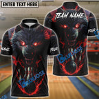 BlueJose Bowling And Pins Werewolf Eyes Thunder Customized Name, Team Name 3D Shirt (4 Colors)