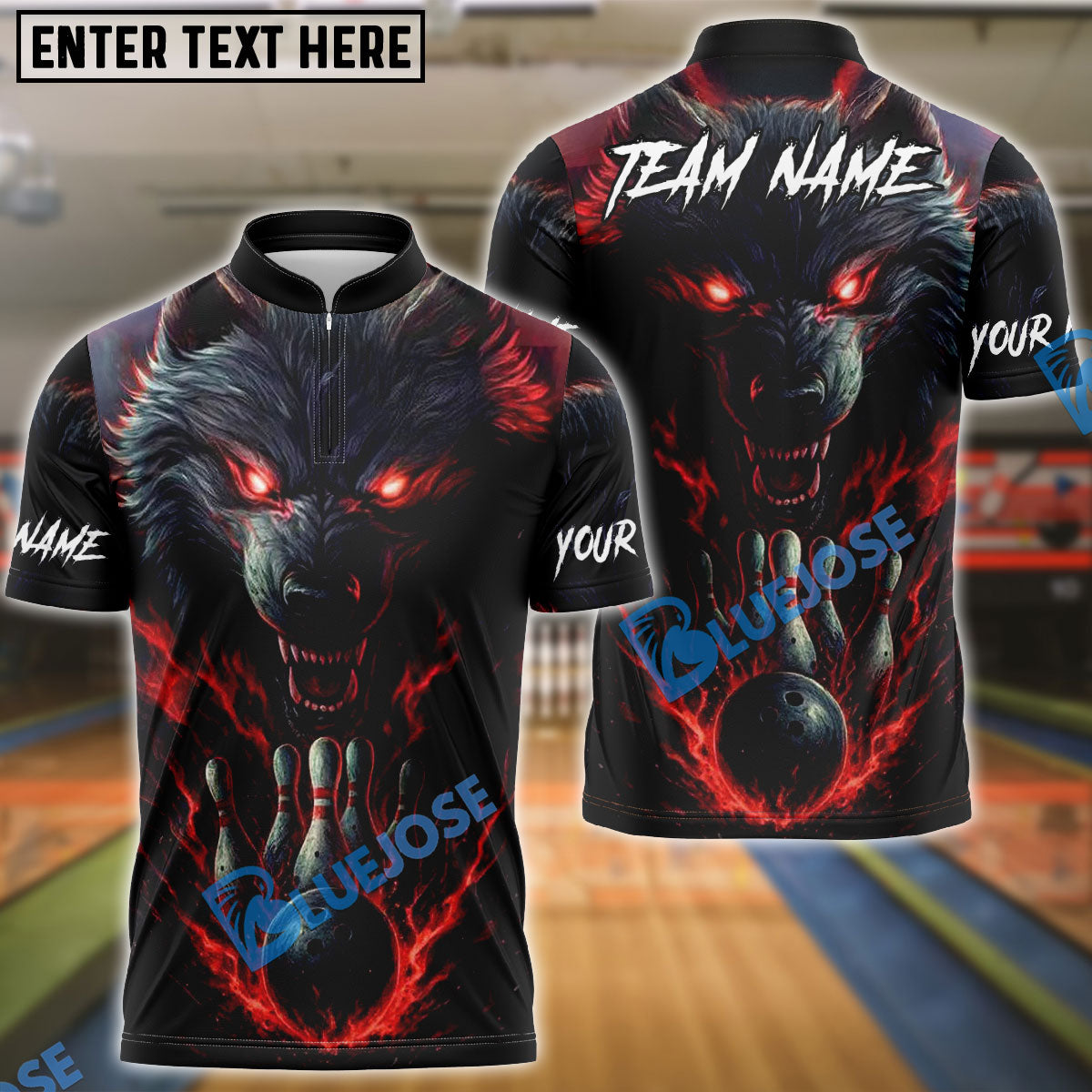 BlueJose Bowling And Pins Werewolf Eyes Thunder Customized Name, Team Name 3D Shirt (4 Colors)