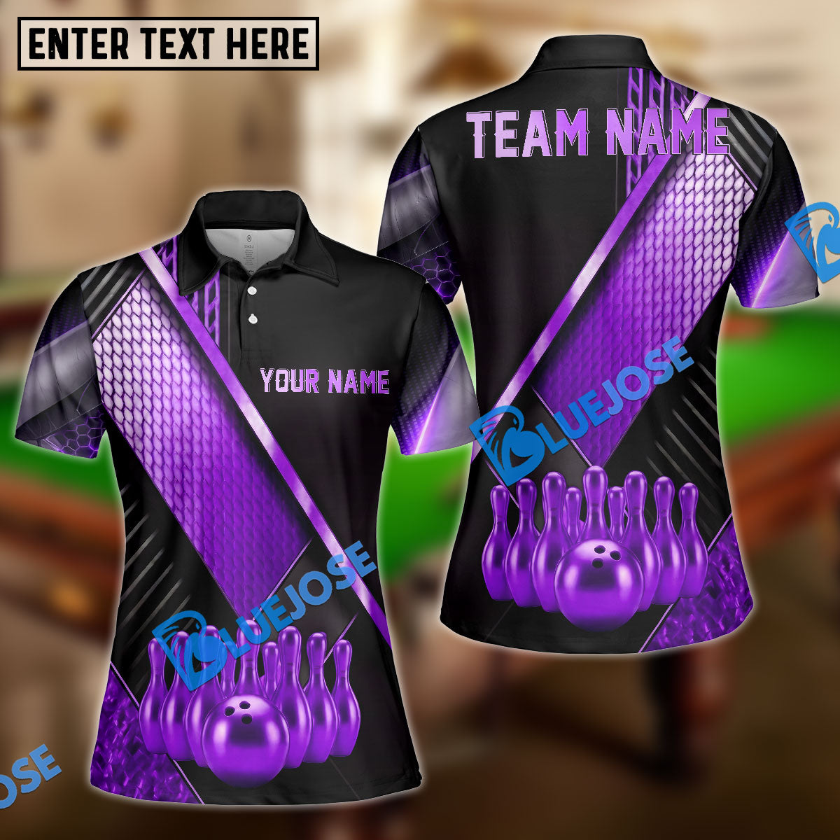 BlueJose Bowling And Pin Geometric Gold Black Pattern with Realistic Bowling Ball 3D Design Customized Name, Team Name 3D Shirt (6 Colors)