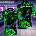 BlueJose Bowling And Pins Green Black Lightning Panther Customized Name, Team Name 3D Shirt