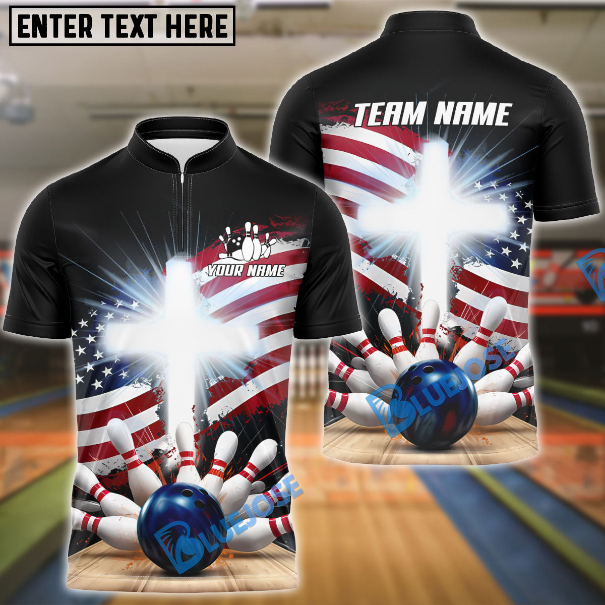 BlueJose Bowling And Pins Holy Cross American Customized Name, Team Name 3D Shirt (4 Colors)