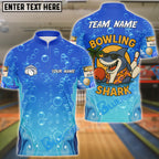 BlueJose Bowling And Pins Funny Cartoon Shark, Bubble Design Customized Name 3D Shirt (4 Colors)