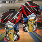 BlueJose Bowling And Pins Funny Beer Customized Name 3D Shirt (4 Colors)