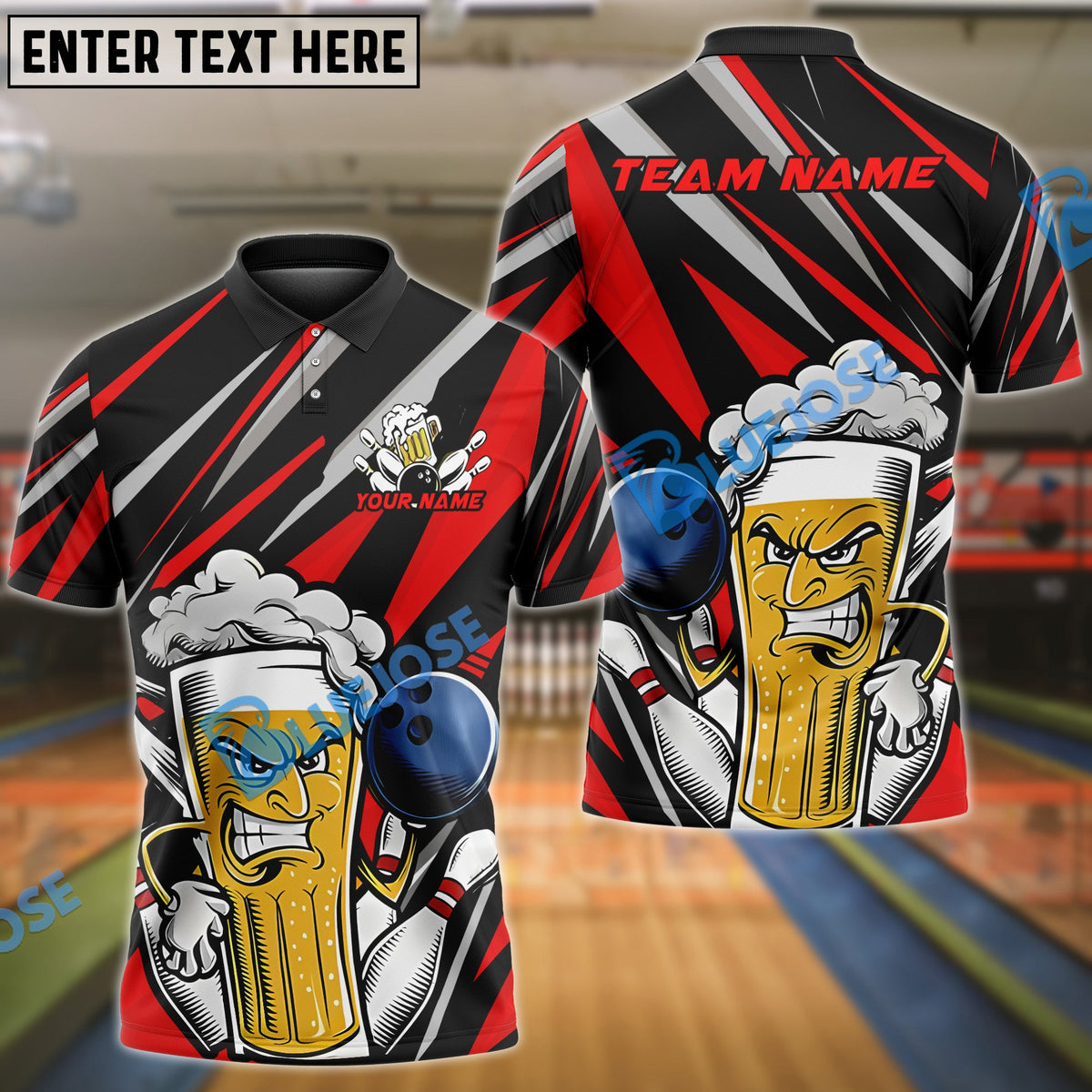 BlueJose Bowling And Pins Funny Beer Customized Name 3D Shirt (4 Colors)