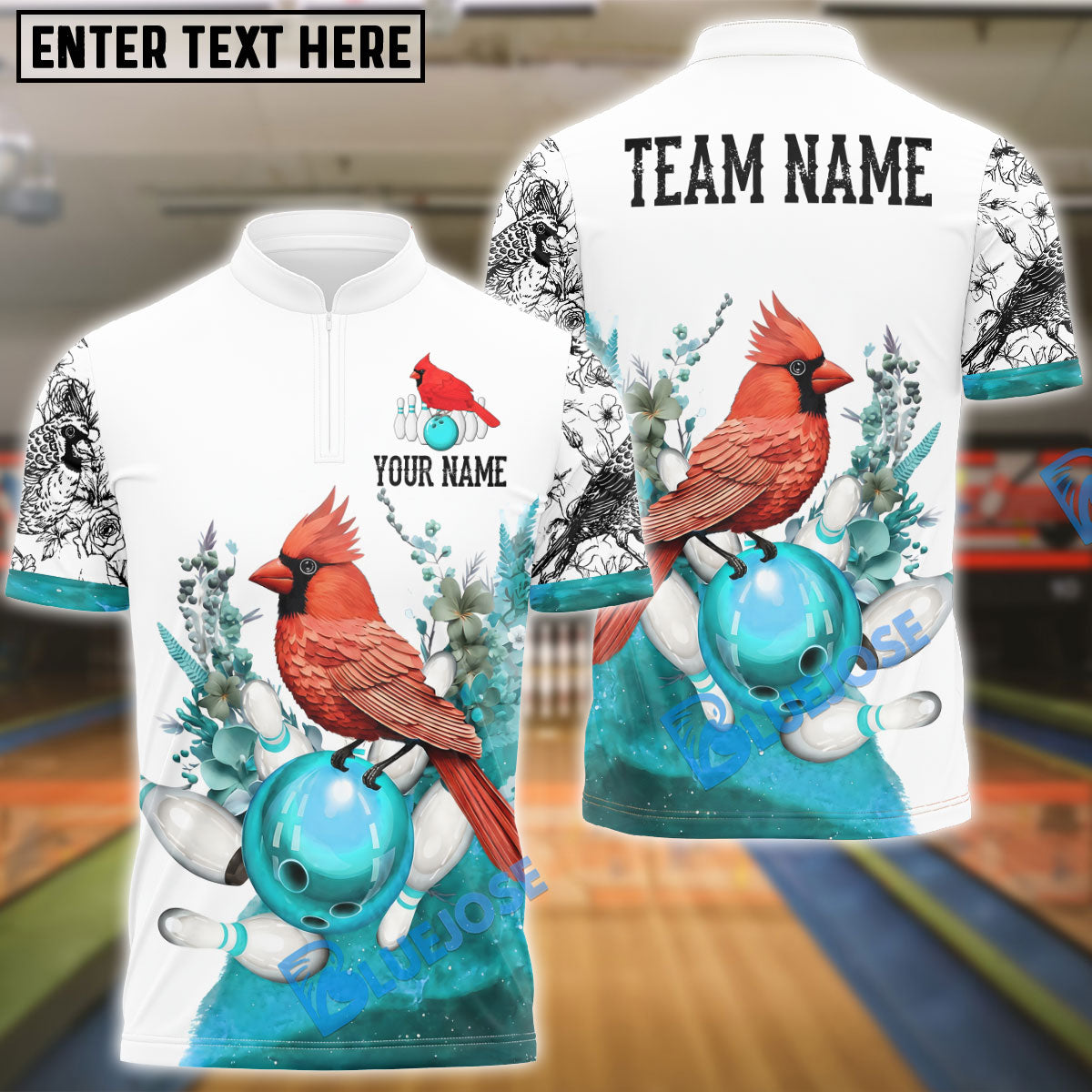 BlueJose Bowling And Pins Cardinal Customized Name, Team Name 3D Shirt (4 Colors)