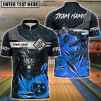 BlueJose Bowling Ball & Pins Fire Dragon Customized Name, Team Name 3D Shirt (4 Colors)