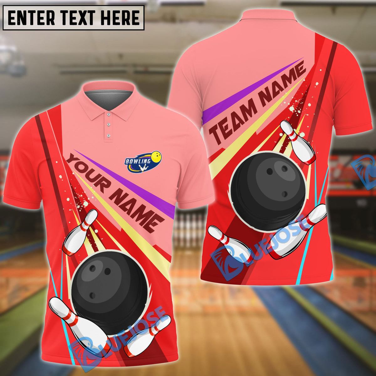 BlueJose Bowling And Pins  Colorful Strike Personalized Name Team Name 3d Shirt (4 Colors)