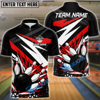BlueJose Bowling And Pins Lightning Strike Design Customized Name 3D Shirt (4 Colors)