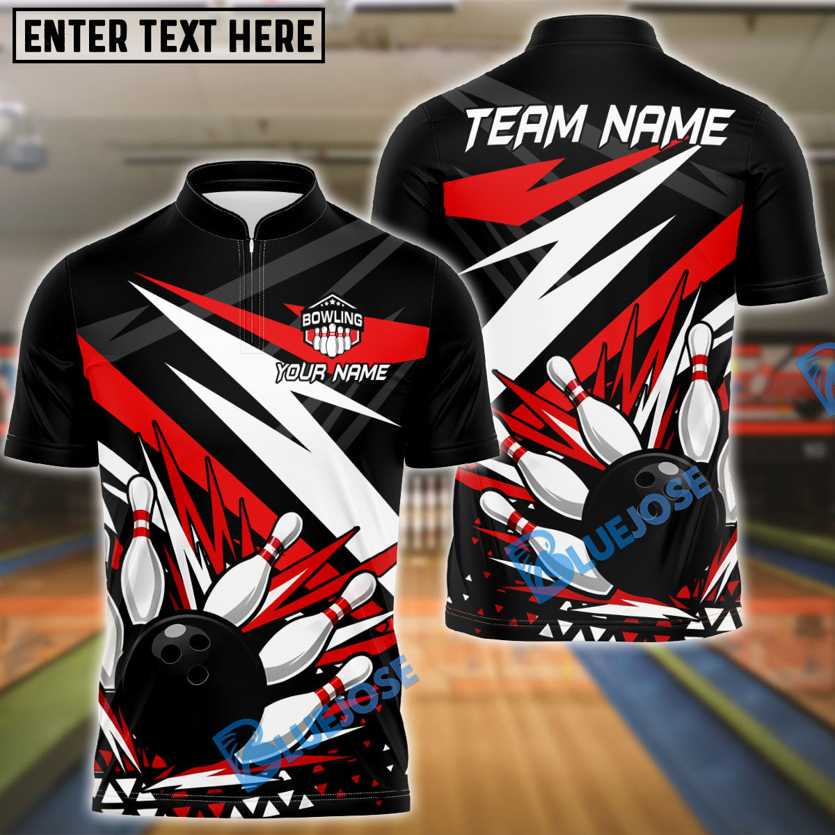 BlueJose Bowling And Pins Lightning Strike Design Customized Name 3D Shirt (4 Colors)