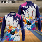 BlueJose Bowling And Pins Blue Pink Customized Name 3D Shirt