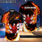 BlueJose Fire Bowling And Pins Multicolor Option Customized Name 3D Shirt