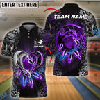 BlueJose Bowling And Pins Dragon Heart Flower Pattern Personalized Name Team Name 3D Shirt (4 Colors)