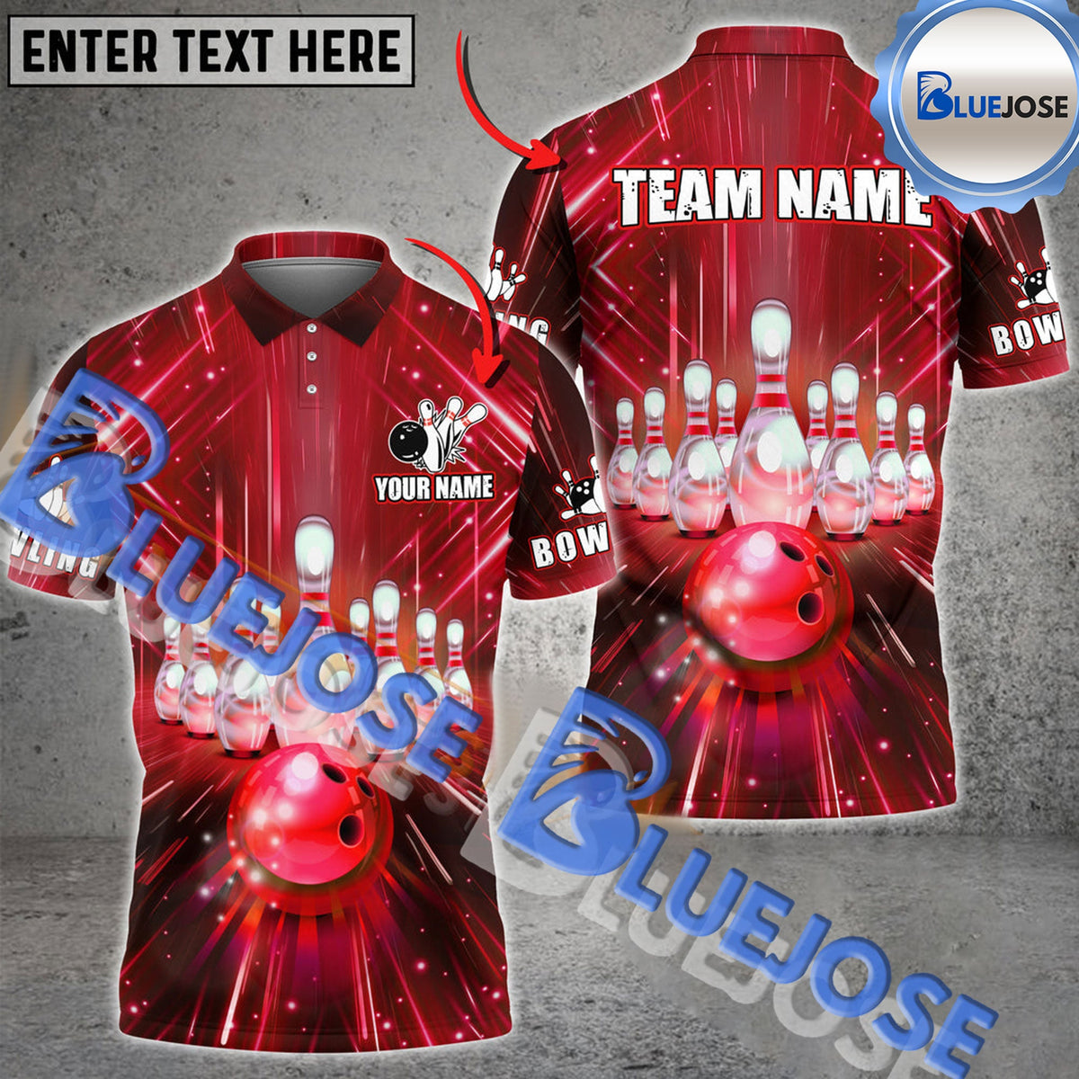 BlueJose Bowling And Pins Premium Lightning Customized Name 3D Shirt (4 Colors)