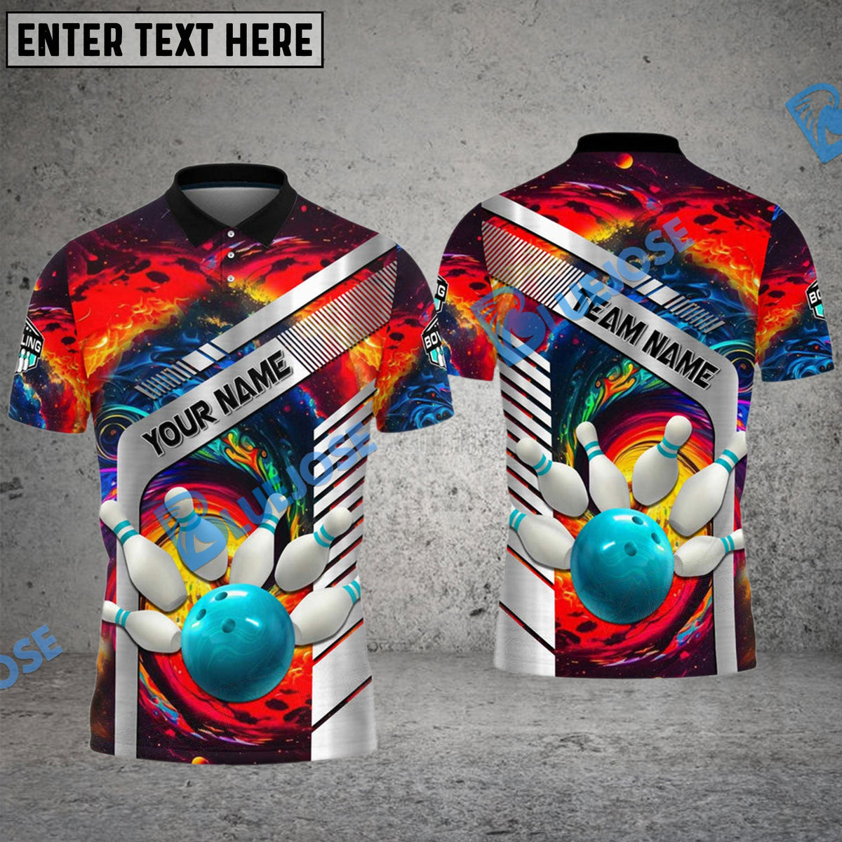 BlueJose Bowling And Pins Colorful Customized Name 3D Shirt (4 Colors)