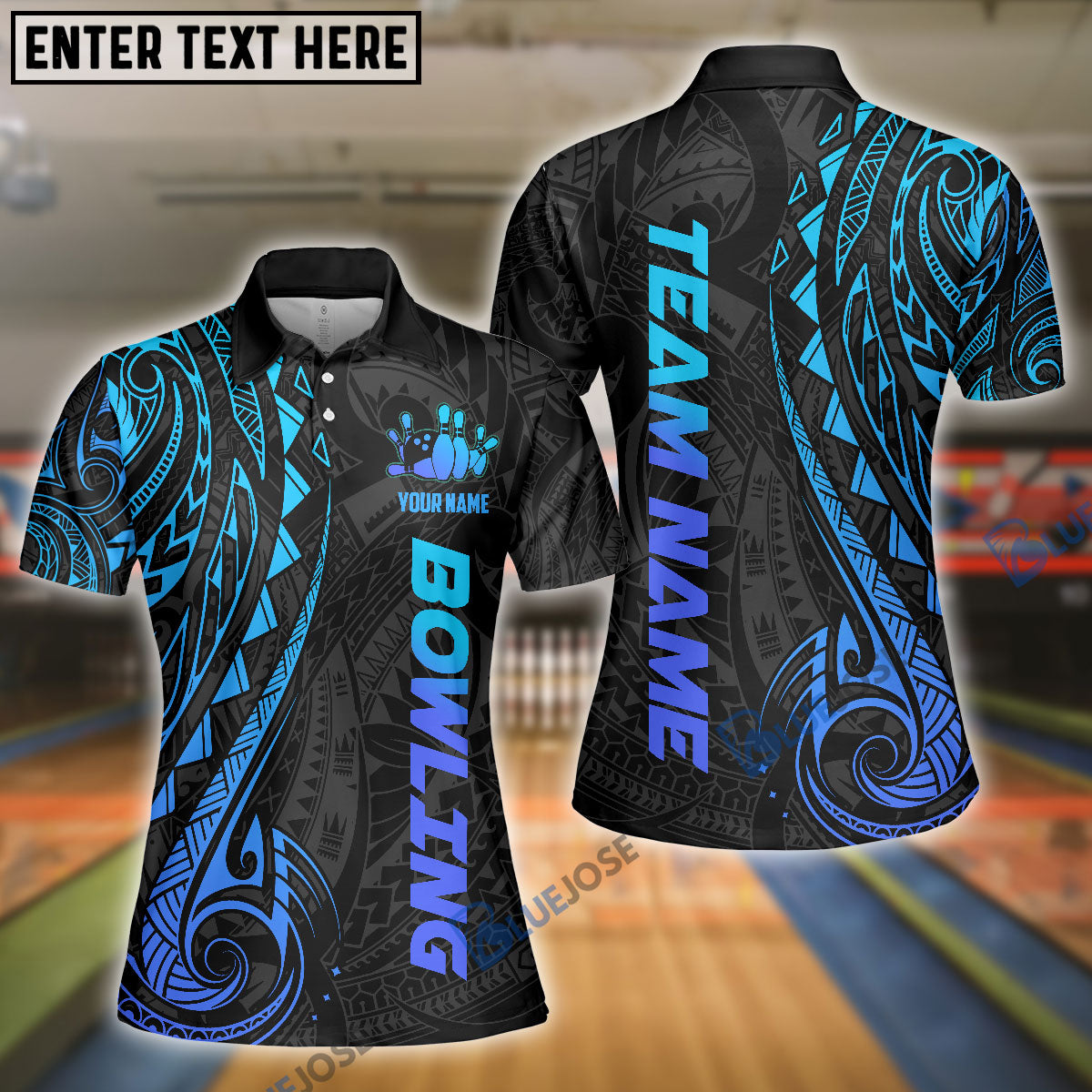BlueJose Bowling And Pins Maori Customized Name 3D Shirt for Women