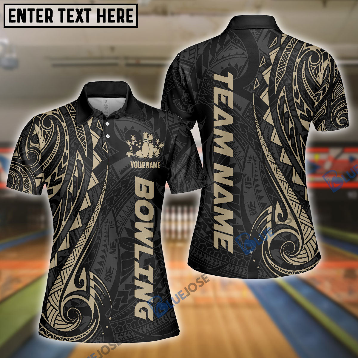 BlueJose Bowling And Pins Maori Customized Name 3D Shirt for Women