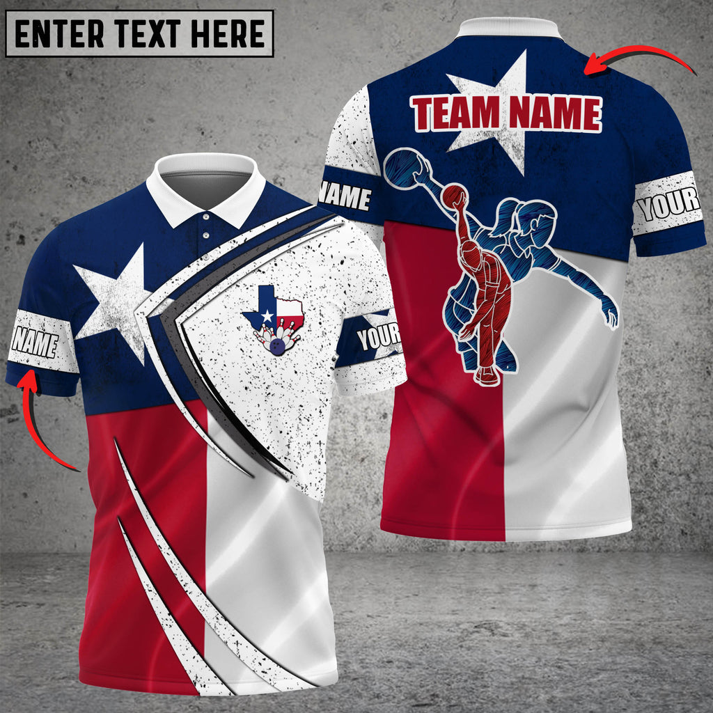 BlueJose Bowling Texas Style Customized Name, Team Name 3D Shirt