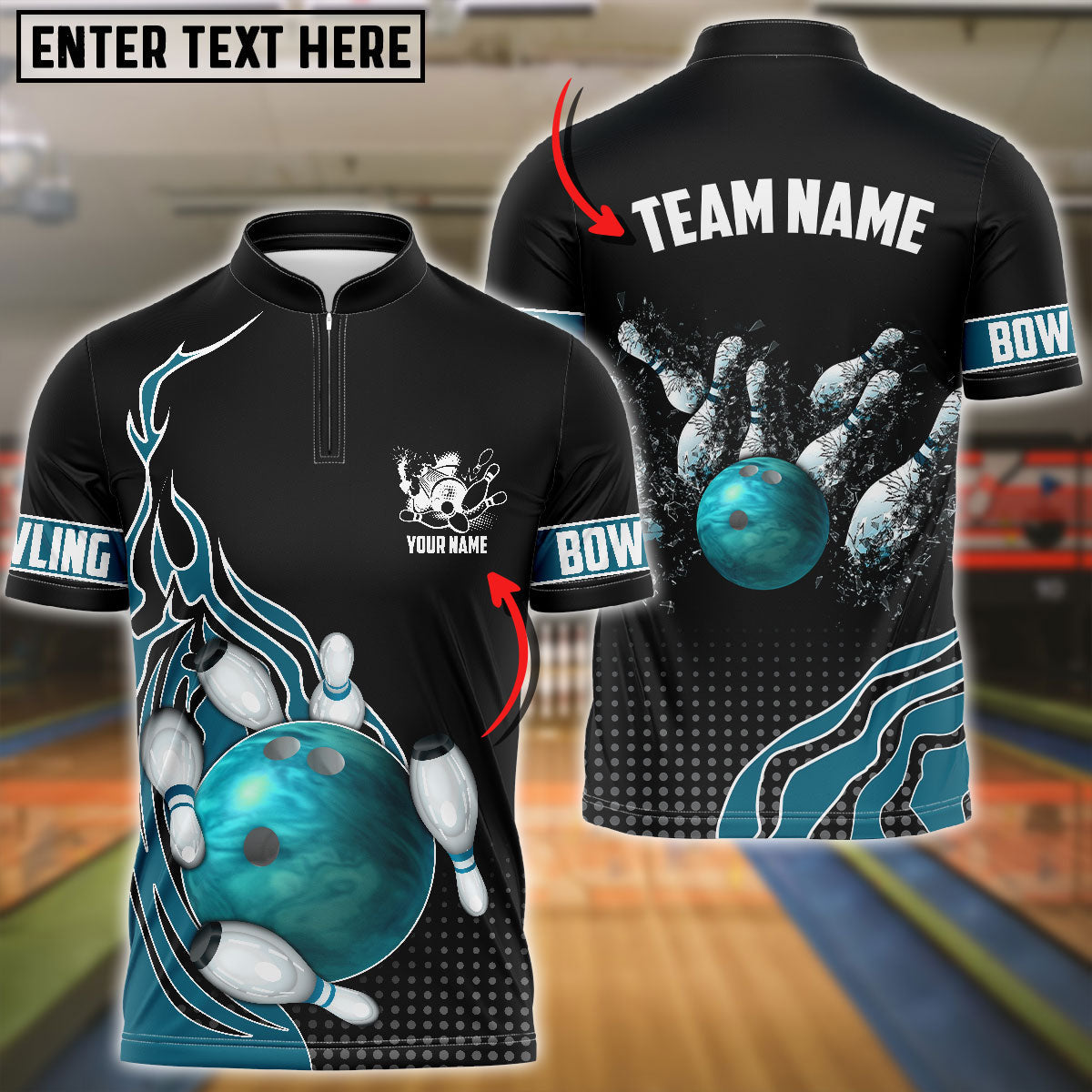 BlueJose Bowling And Breaking Pins Customized Name, Team Name 3D Shirt (6 Options)
