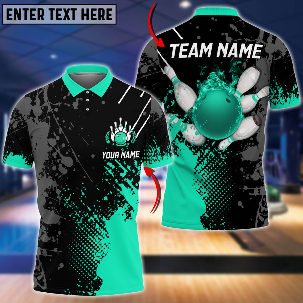 BlueJose Personalized Name Paint Fire Bowling And Pins Multicolor 3D Shirt
