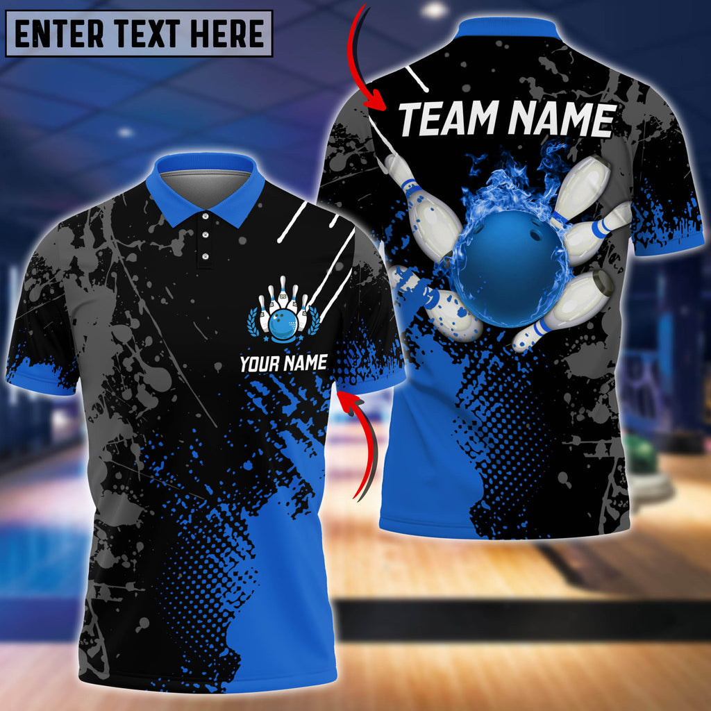 BlueJose Personalized Name Paint Fire Bowling And Pins Multicolor 3D Shirt