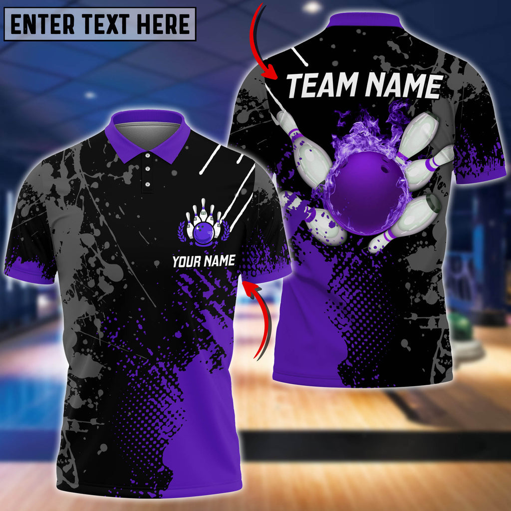 BlueJose Personalized Name Paint Fire Bowling And Pins Multicolor 3D Shirt