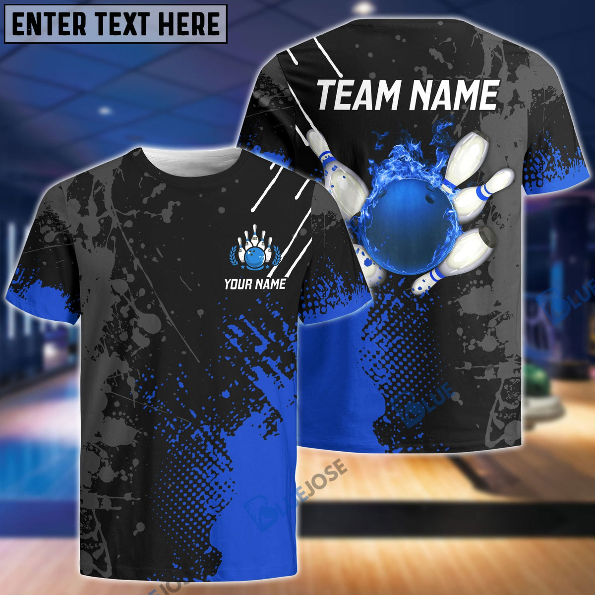 BlueJose Personalized Name Paint Fire Bowling And Pins Multicolor 3D Shirt